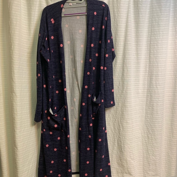LuLaRoe Sweaters - XL blue with pink polka dot Lularoe Sarah EUC